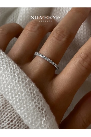 Sılverme 925 Ayar İnce Yol Desenli Gümüş Yüzük 94679835 Gri