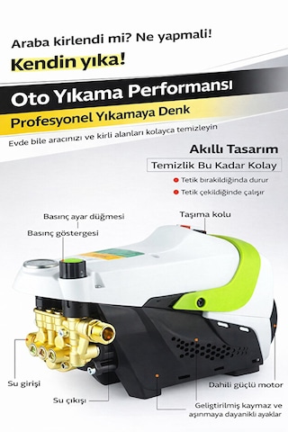 Okaoda Sn003 Güçlü Su Basıncı, 200 Stator Motor, Su Basınç Göstergesi, Kömürsüz İndüksiyon Motoru. 145bar