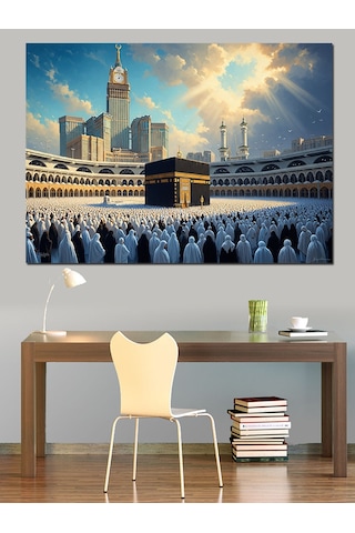 Kabe Etrafında İbadet Edenler Dekoratif Kanvas - Mdf Ahşap Tablo