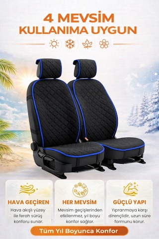 Oto Koltuk Kılıfı Tay Tüyü Tam Koruma Minder 2'li Ön Terletmez,kaymaz,su Geçirmez,airbag Uyumlu - Mnd2x3 Stiloto