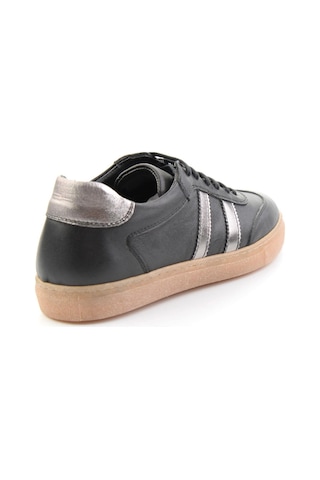 Bambi Siyah Beyaz Hakiki Deri Kadın Sneaker K01045050103