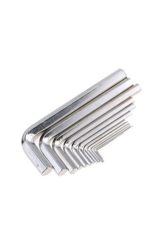 9 Parça Çelik Alyan Seti Kısa Düz Köşe Alyan Anahtar Takımı 1,5mm