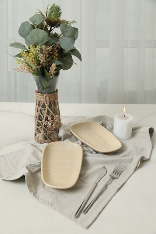 Keramika Mat Krem Tetra Kayık Tabak 21 Cm 2 Adet 039 Krem