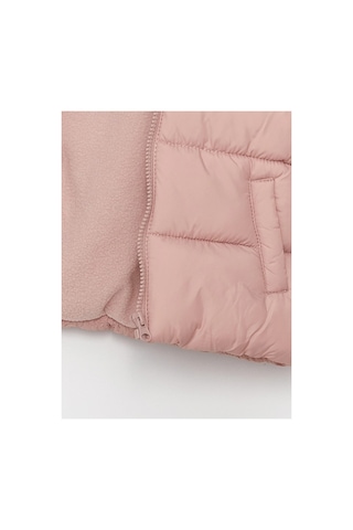 LC Waikiki Kapüşonlu Uzun Kollu Basic Kız Bebek Fermuarlı Şişme Mont Pink