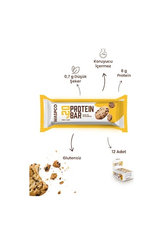 Waspco Kurabiye Aromalı Protein Bar 40g x 12 Adet