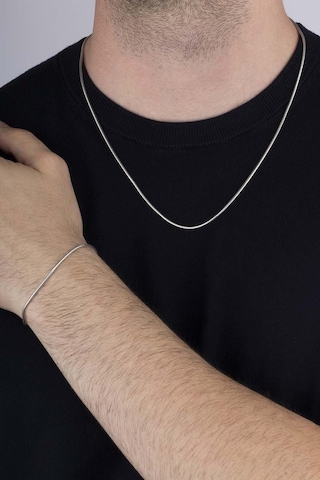 Gümüş Pazarım İtalyan Model Klasik Erkek Gümüş Zincir Kolye Bileklik Kombini Çok Renkli