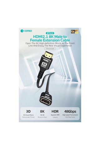 Dişi Erkek Uçlu Hdmı 2.1 Uzatma Kablosu - 8k 60hz - 4k 120hz - 48gbps Ps5 Tv Monitör Uzatıcı 1 Metre
