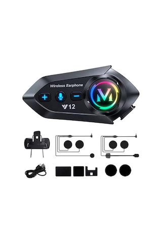 Y12 Motor Kask Kulaklık Rgb Modlu Radyolu Motosiklet Kulaklık 5.3 Bluetooth Intercom Evimdeyokyok
