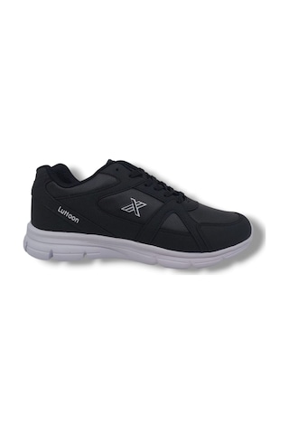 Zerhan Lutton 350 Unisex Siyah Bağcıklı Yürüyüş Koşu Büyük Numara Spor Ayakkabı 45 46 47 48 Siyah