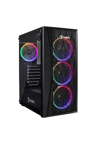 Zoko Melody 4x12 CM Auto Rainbow Fanlı Temper Cam Mesh Panel Gaming Bilgisayar Kasası