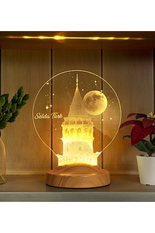 3D Galata Kulesi Kişiye Özel İsimli Led Lamba
