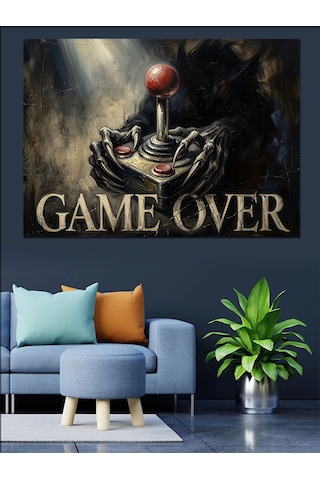 Game Over Klasik Atari Konsolu Dekoratif Kanvas - Mdf Ahşap Tablo