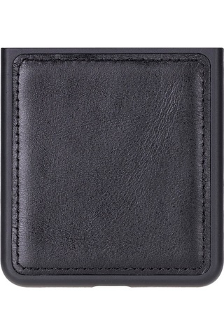 Bloomcase Flex Obsidian Black Hakiki Deri Samsung Galaxy Uyumlu Z Flip 7 Kılıf 6.9"-4.1" Siyah