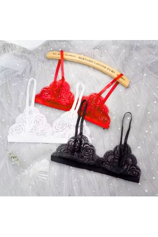 Büyük Beden Fantezi 3 Lü Seksi Dantel Sütyen Seti Tg279257-b Kırmızı - Siyah - Beyaz