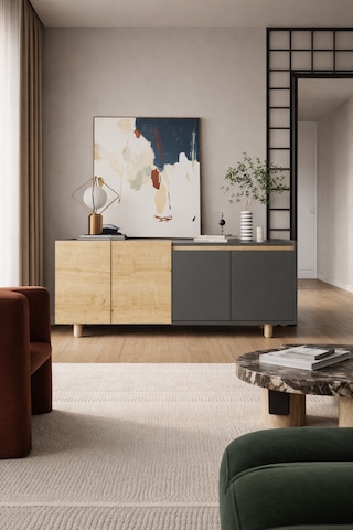 Ravenna Modern Konsol 180 Cm Safir Meşe - Antrasit Antrasit - Safirmeşe