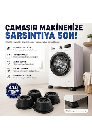 Beyaz Eşya Altlığı Titreşim Önleyici Çamaşır Makinesi Altlığı Kaydırmaz Vantuzlu Koruyucu Stoper Kauçuk 8 Adet