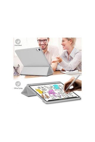 Apple Uyumlu iPad 10.nesil 10.9 İnç 2022 Kılıf Kalem Bölmeli Uyku Modlu Standlı Silikon A2757 A2777 A2696 Kılıf