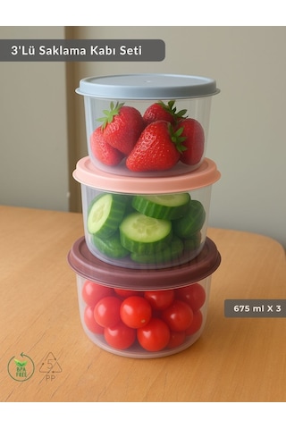 Jet's Home 3'lü Saklama Kabı Bpa Free Hava Almaz Sızdırmaz Beslenme Kabı 675 Ml Şeffaf