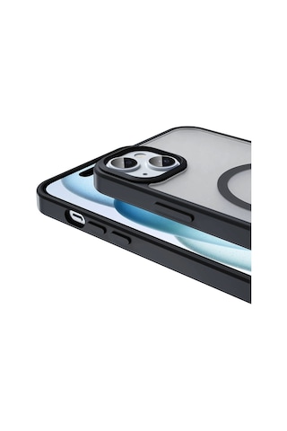 iPhone Uyumlu 13 Kılıf Magsafe Şarj Özellikli Mat Arka Yüzey Redclick Sio Kapak - Siyah