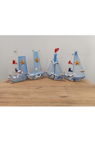 Yelkenli Deniz Temalı Dekoratif Biblo/mdl1016 Balık Hediyelik 01