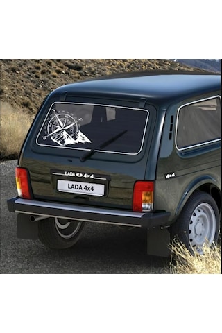 Pusula Ve Dağ Sticker - 4x4 Off Road Adventure Sticker - Araba Oto Motosiklet Karavan Sticker - 02112 50x39 Cm