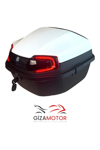 Işıklı + Sırt Dayamalı 33 Litre Motosiklet Çantası Beyaz