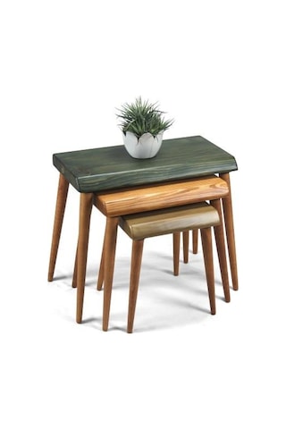 Entema724 Doğal Ağaç Masif Kütük 3’Lü Zigon Sehpa (516602428)