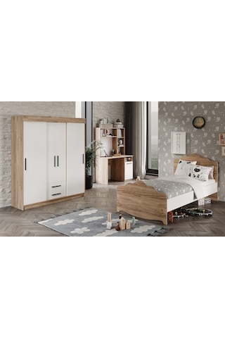 Afilli Ildır Cocuk Odası Takımı Tamamı Mdf Flora Ve Beyaz Flora Beyaz