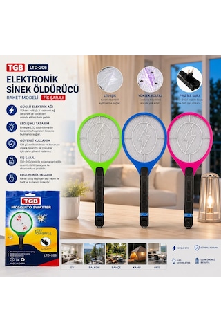 Raket Modeli Fiş Sarjlı Elektronik Sinek Öldürücü Cız Makine Ltd-206 5468