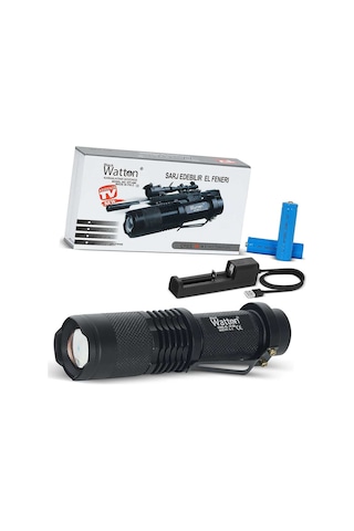 Orijinal 800 Lümen T6 Şarjlı Led El Feneri Uzun Menzilli Profesyonel Model Wt-086 Evimdeyokyok Beyaz