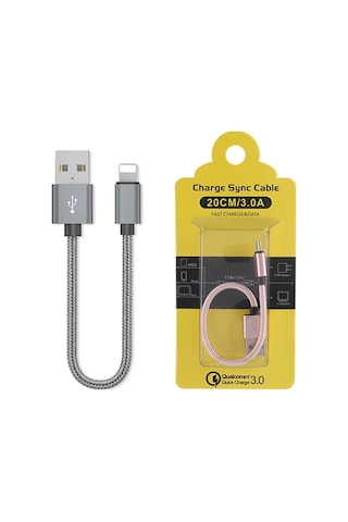 Ally Apple iPhone Uyumlu İos 3.0a Hızlı Şarj Halat Usb Kablo 20cm- 5775 Rose Gold