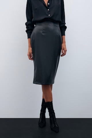 Sateen Deri Kalem Etek - Siyah-135595 Siyah