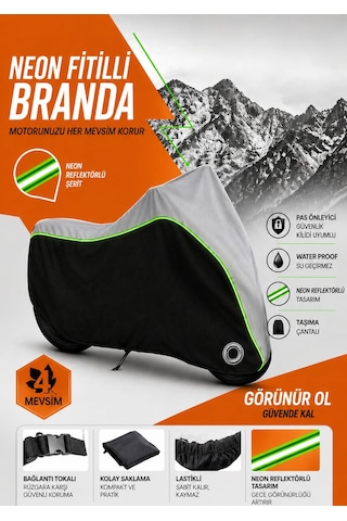 Mondial 250 Ressivo Branda Neon Fitili Motosiklet Brandası Gri-siyah-yeşil