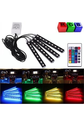 Araç Içi Ayak Altı Kumandalı Led Sese Duyarlı 4x12 Fonksiyonlu Ayak Altı Aydınlatma Ayak Altı Led