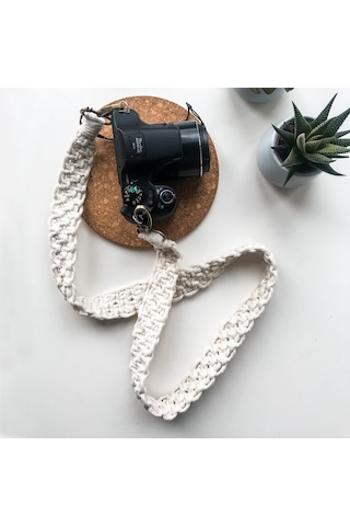 120cm El Dokuma Kamera Askısı Bohem Tarzı Çanta Omuz Askısı Çapraz Askı İpi - Beyaz