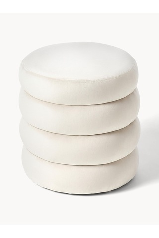 Most Twister Puf 01 Kırık Beyaz Beyaz Kadife Kumaş Evinize Tesli