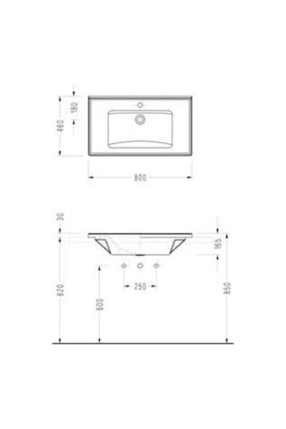 Serel - Star Tezgah Etajerli Lavabo Beyaz 80 Cm - 3035txs110h- Diğer