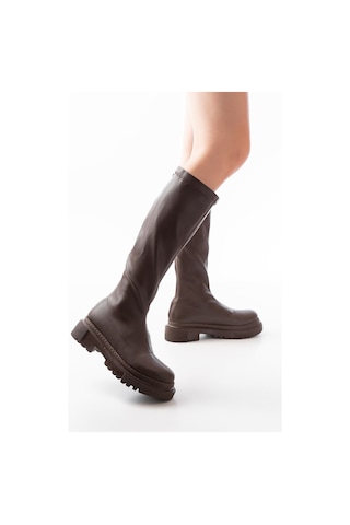 812-301 Kahverengi Streç Arkadan Fermuarlı Günlük Kadın Çizme Kahve Rengi