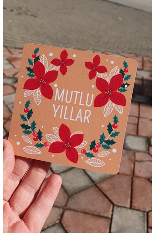 Yılbaşı Tebrik Kartı - Not Kartı -özel Gün 4 Lü Set - Merry Christmas - Happy New Year