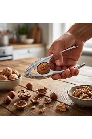 Çelik Ceviz Kıracağı - Ergonomik Tasarımlı Etrafa Sıçratmayan Hazneli Ceviz Fındık Ve Kırıcı Kabuklu Yemiş
