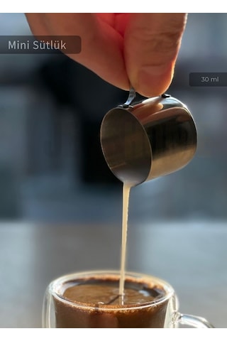 Mini Sütlük Paslanmaz Kahve Yanı Sütlüğü Çelik 30 Ml Gri