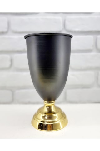 Modern Dekoratif Gold Ayaklı Siyah Vazo Masa Üstü Aksesuar Dekor Gold - Siyah