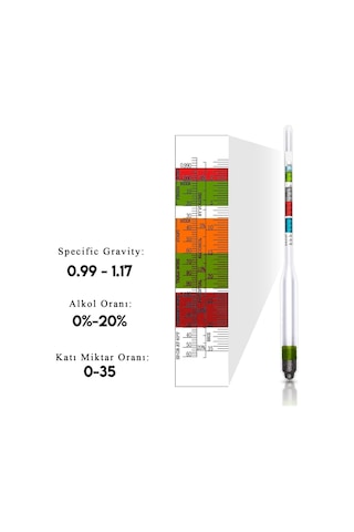 Hidrometre 0.980 - 1.1160 Bira Brix Oranı Ölçüm Thr275