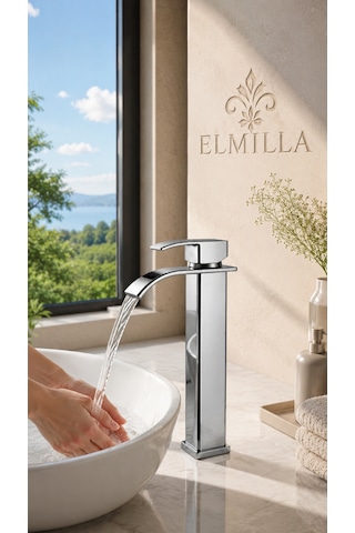 Lüx Premium Krom Çanak Lavabo Bataryası Çift Su Girişli Modern Tasarım Batarya