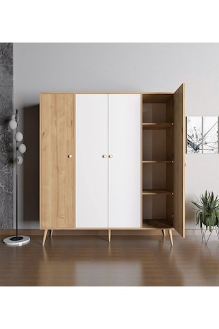 Floradesign Milano Gardırop /elbise Dolabı Dört Kapaklı Dolap 160cm Meşe
