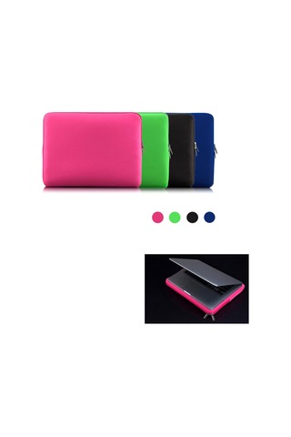 Aubyhe 15"-15.6" Dizüstü Bilgisayar & Ultrabook Kılıfı - Pembe, Kabarcık Yastıklı Koruma, Hızlı Fermuar Açılışlı Zarf Desenli Pembe