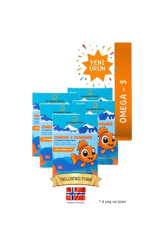 Norwegian Health Omega 3 Gummies Çocuklar için Tutti Frutti Aromalı Norveç Somonlu Balık Yağı 5 x 30 Çiğnenebilir Form