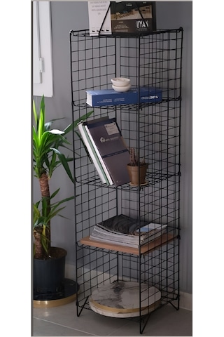 DEKORATİF 5 RAFLI METAL TEL KİTAPLIK PORTATİF DOLAP ÜNİTE