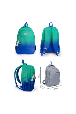 Coral High Yeşil Saks Renk Geçişli İlkokul Ortaokul Ve Günlük Sırt Çantası - Erkek Çocuk