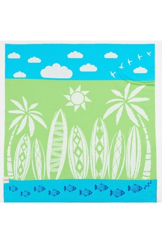 Organik Triko Bebek Örtüsü, Beach 80x90 , Yeşil